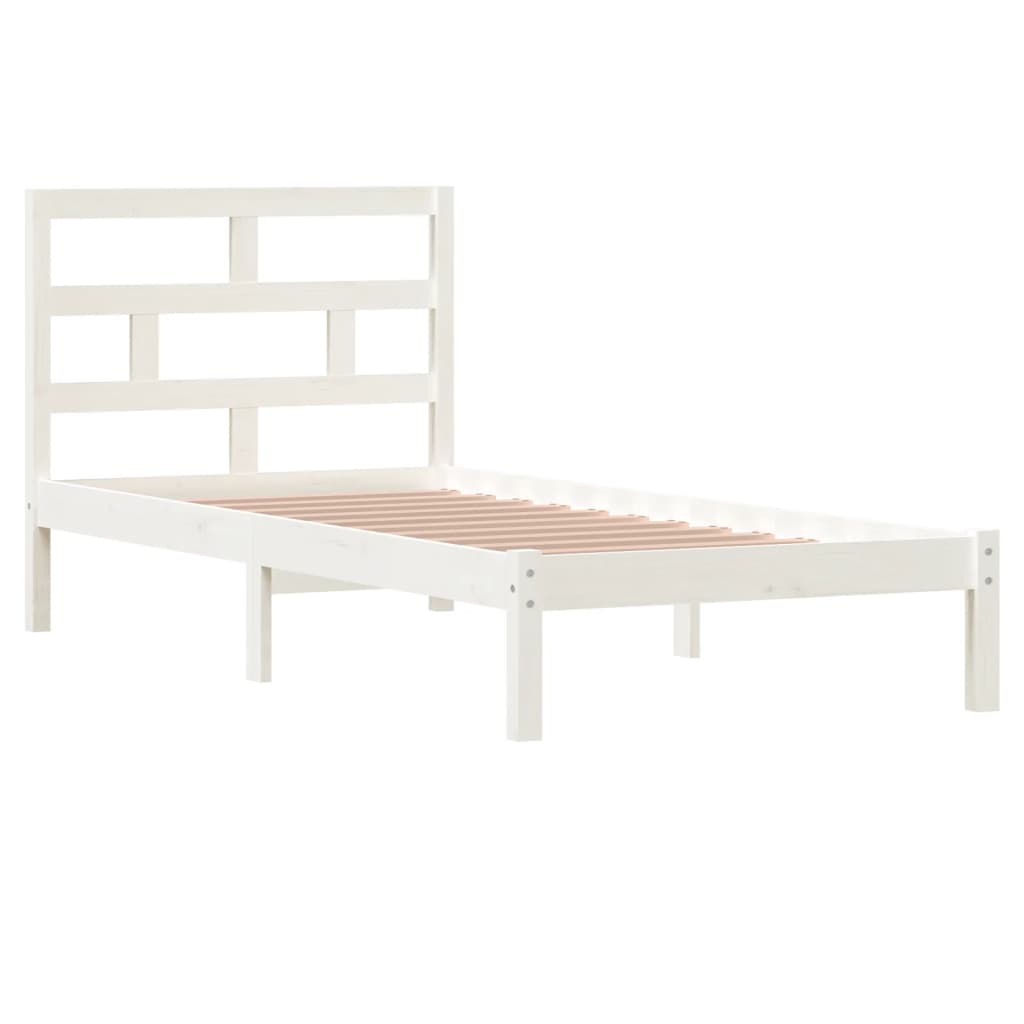 Cadre de lit sans matelas blanc bois massif 90x200 cm - XIOS