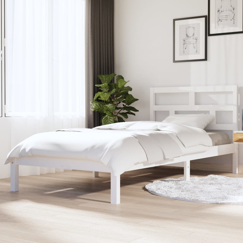 Cadre de lit sans matelas blanc bois massif 90x200 cm - XIOS