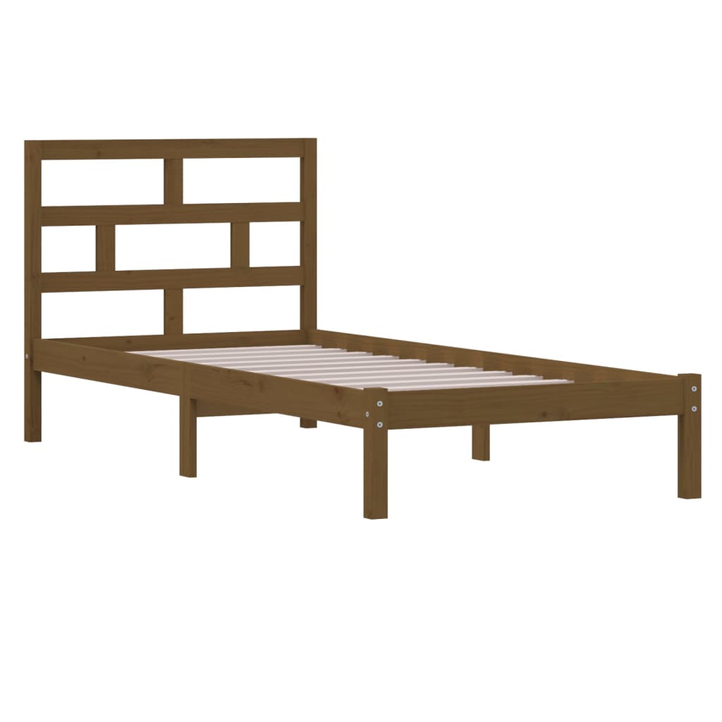 Cadre de lit sans matelas marron miel bois massif 100x200 cm - XIOS