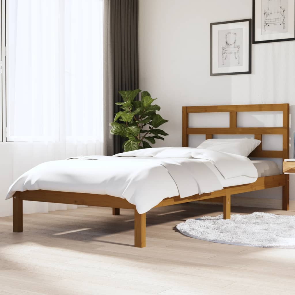 Cadre de lit sans matelas marron miel bois massif 100x200 cm - XIOS