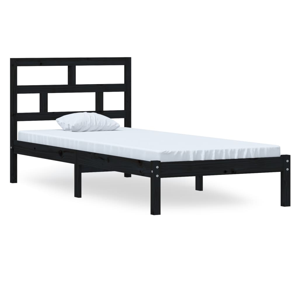 Cadre de lit sans matelas noir bois massif 100x200 cm - XIOS