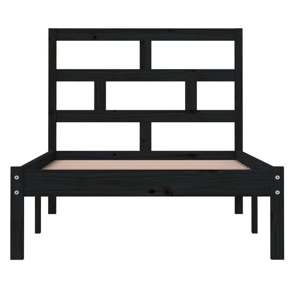 Cadre de lit sans matelas noir bois massif 100x200 cm - XIOS