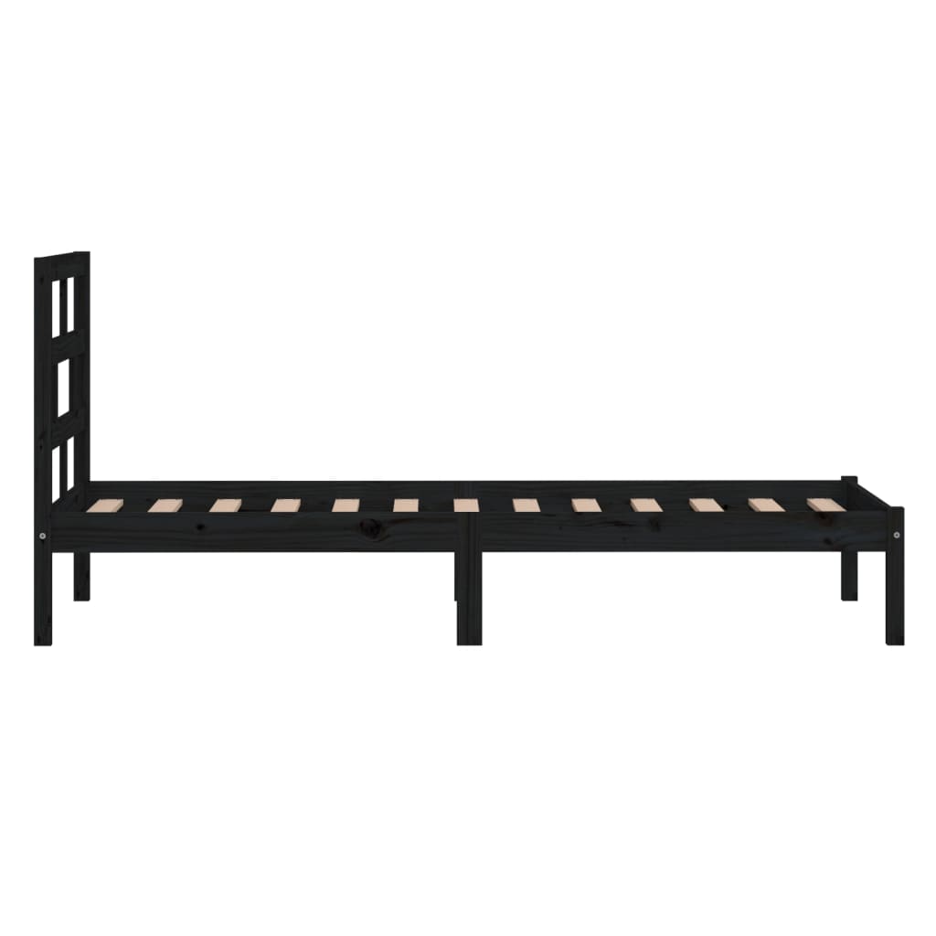 Cadre de lit sans matelas noir bois massif 100x200 cm - XIOS