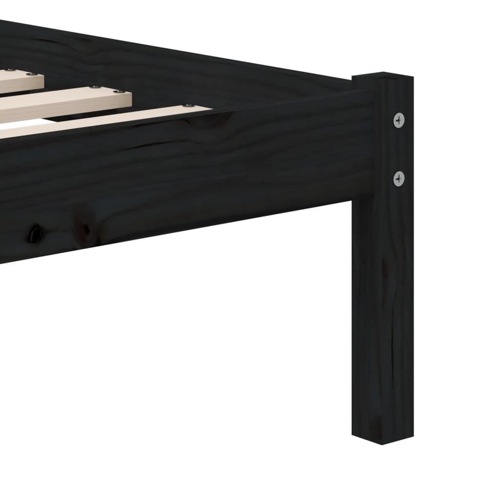 Cadre de lit sans matelas noir bois massif 100x200 cm - XIOS