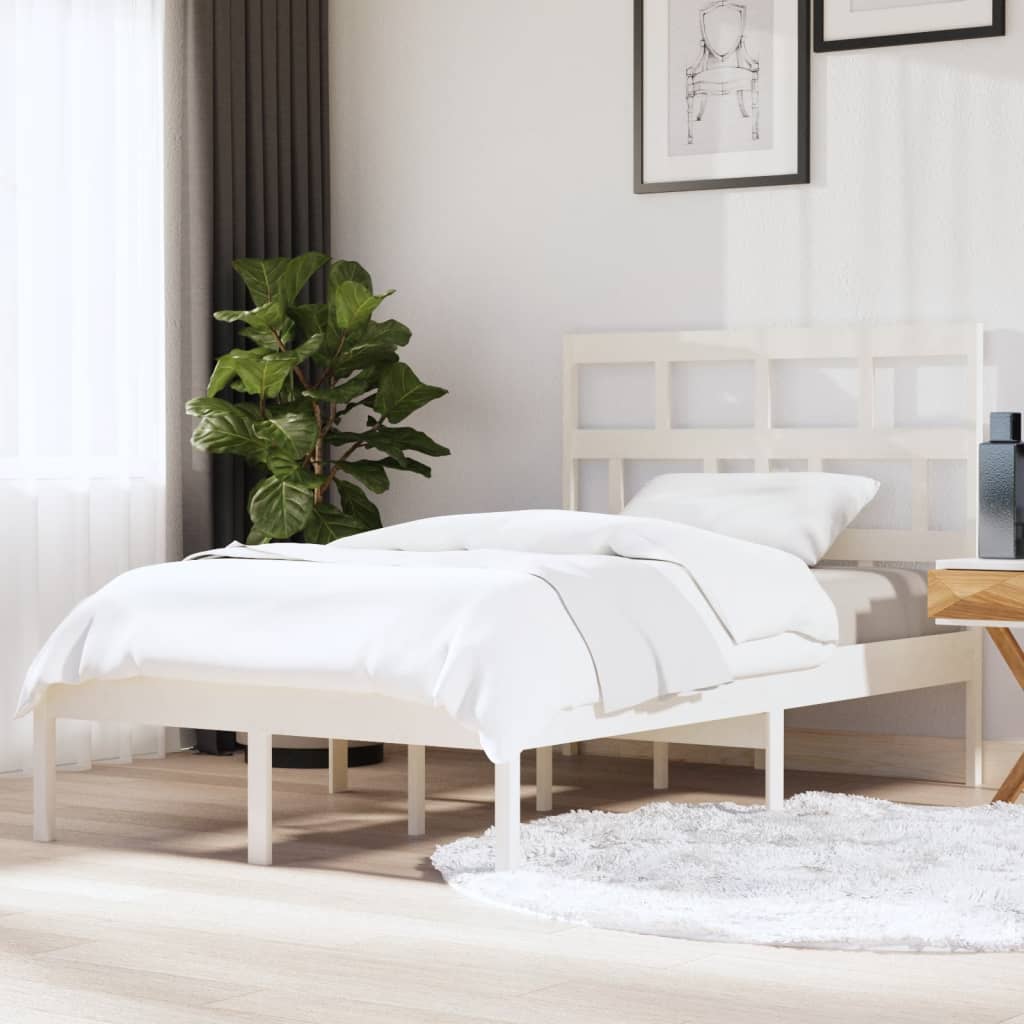 Cadre de lit sans matelas blanc bois massif 120x200 cm - XIOS