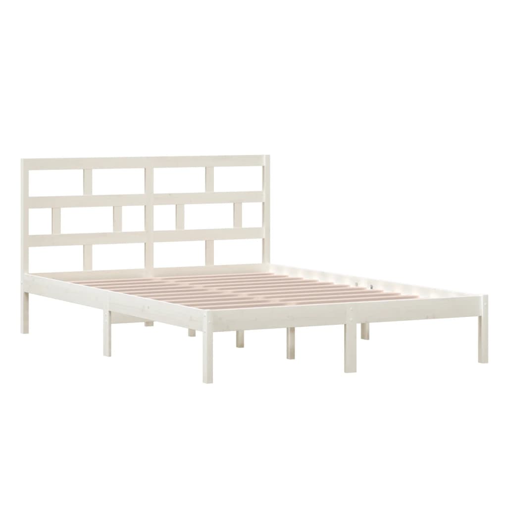 Cadre de lit sans matelas blanc bois massif 140x200 cm - XIOS