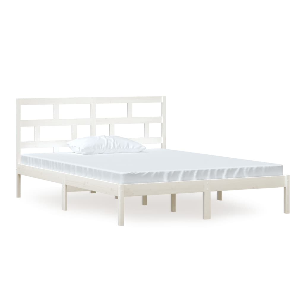 Cadre de lit sans matelas blanc bois de pin massif - XIOS