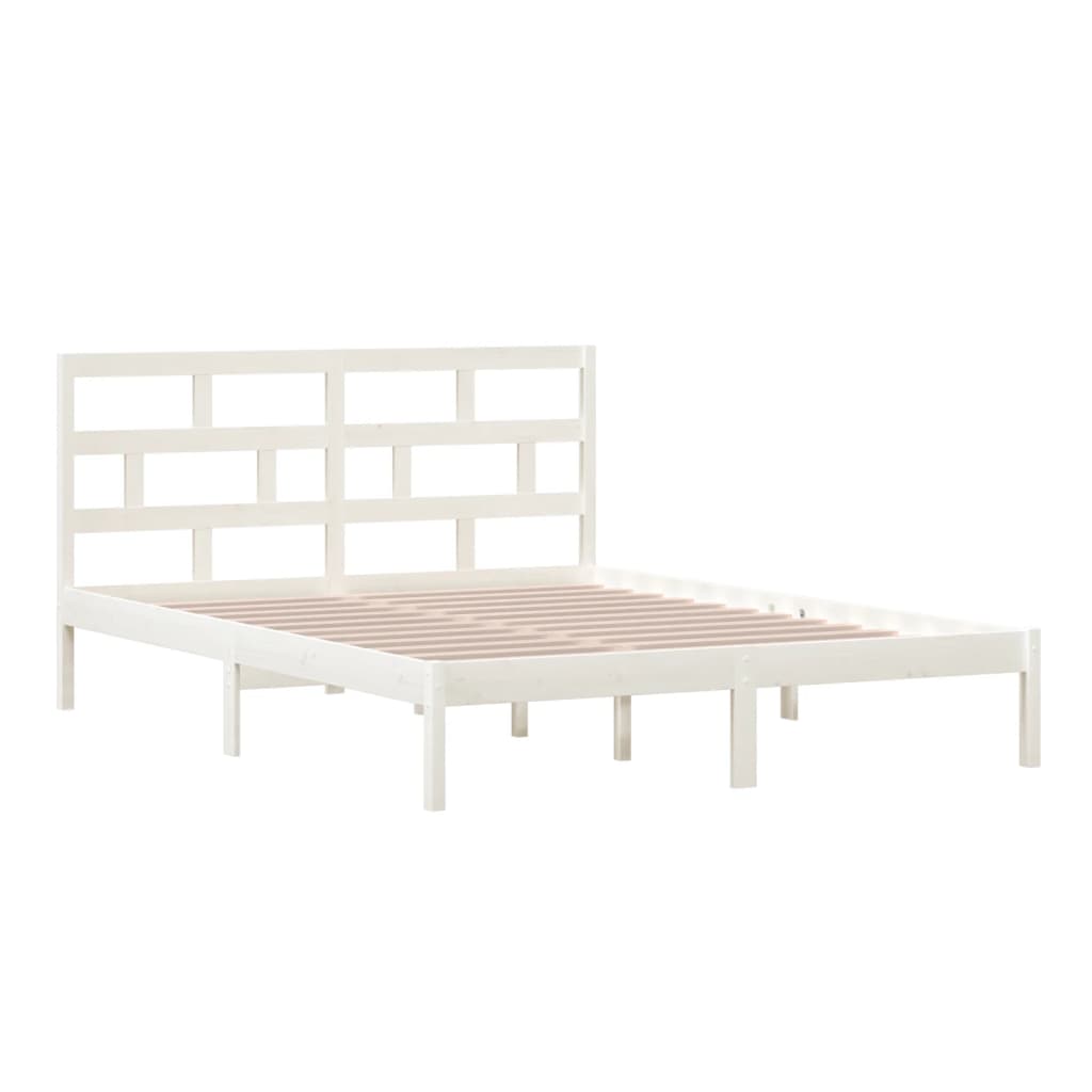 Cadre de lit sans matelas blanc bois de pin massif - XIOS