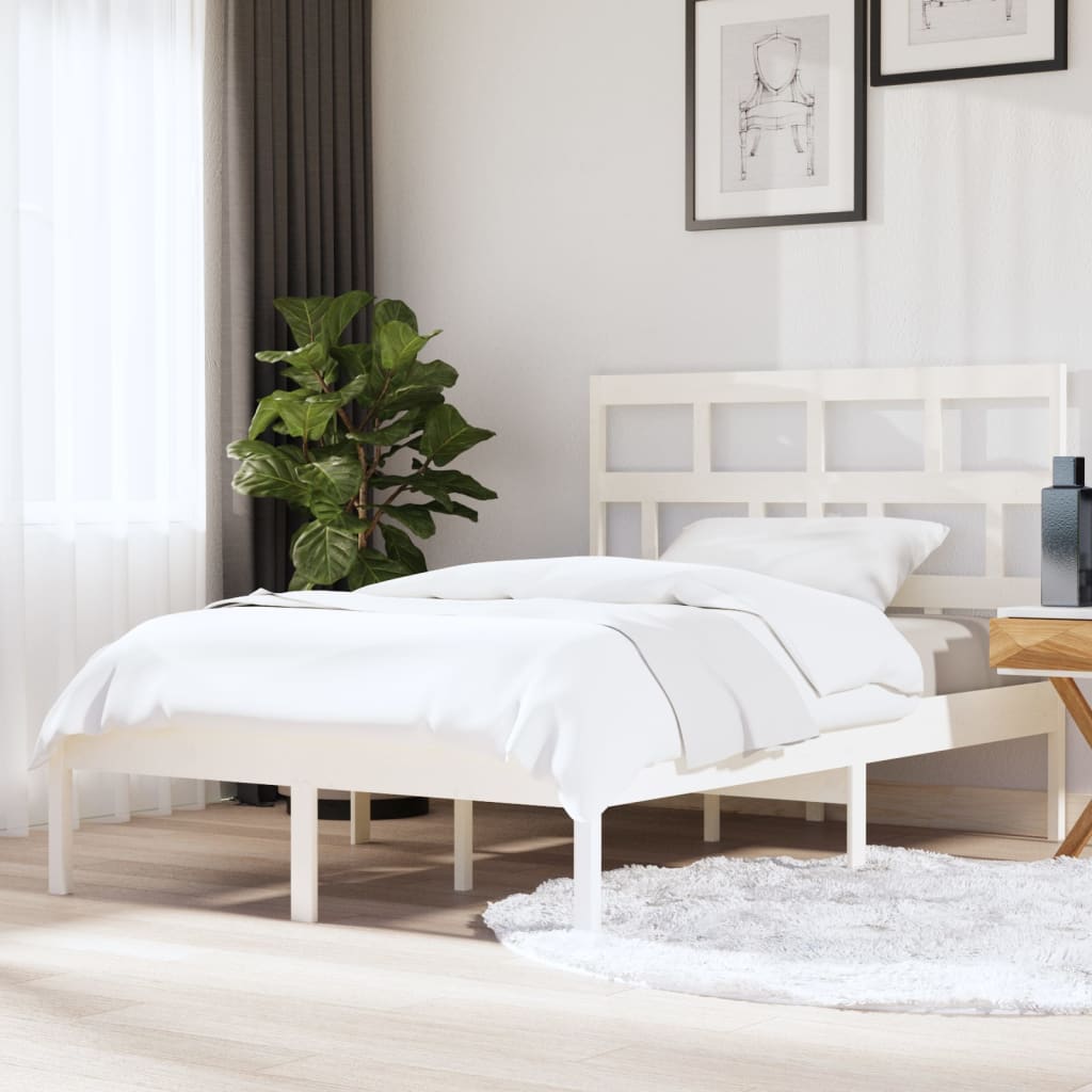 Cadre de lit sans matelas blanc bois de pin massif - XIOS