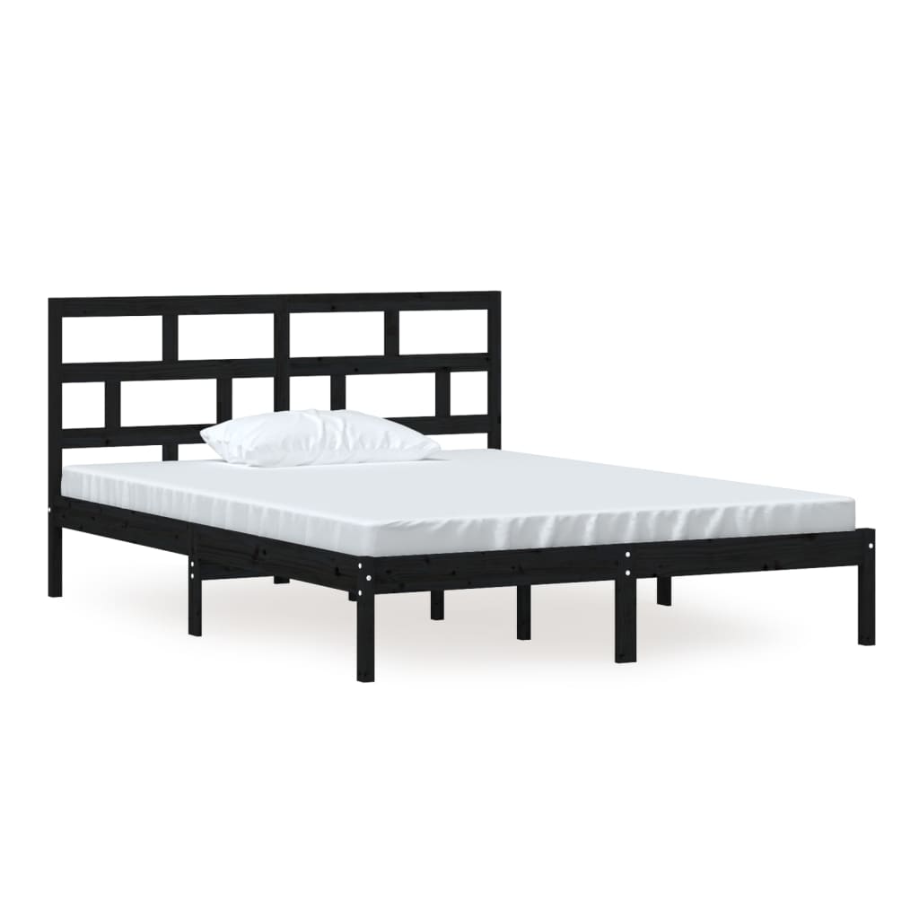 Cadre de lit sans matelas noir bois massif - XIOS