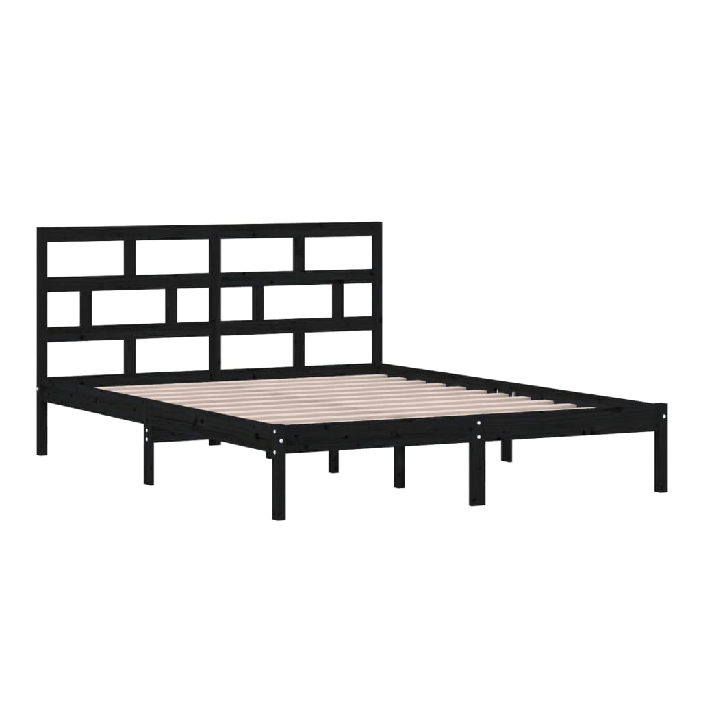 Cadre de lit sans matelas noir bois massif - XIOS