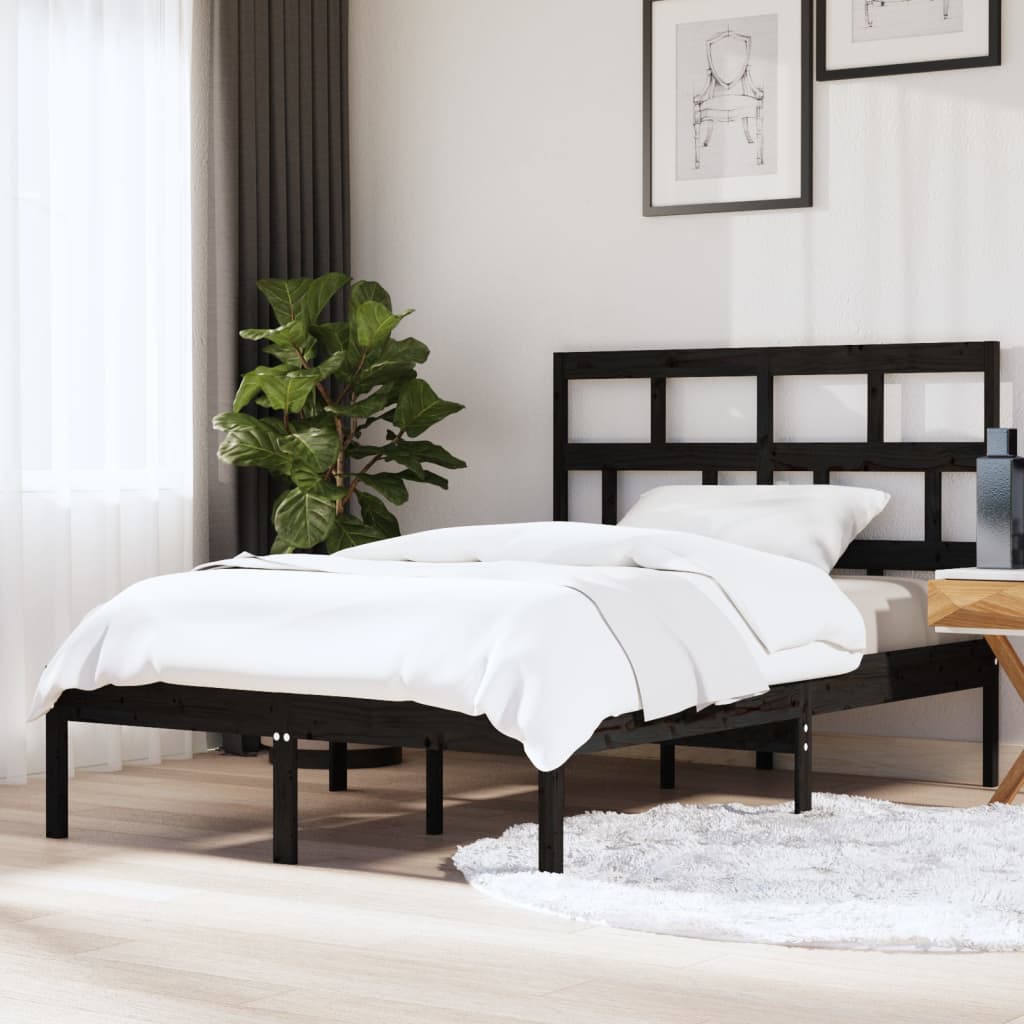 Cadre de lit sans matelas noir bois massif - XIOS