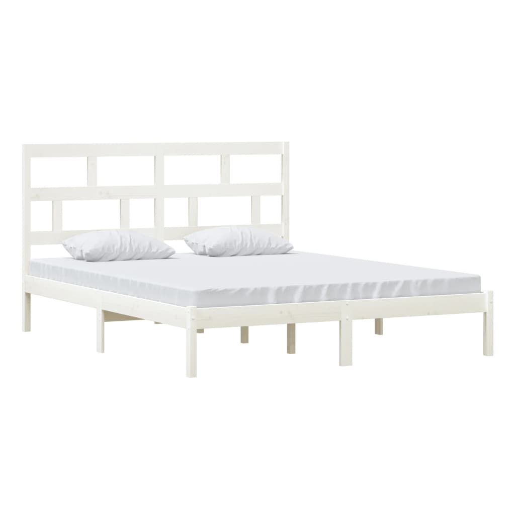 Cadre de lit sans matelas blanc bois massif 160x200 cm - XIOS