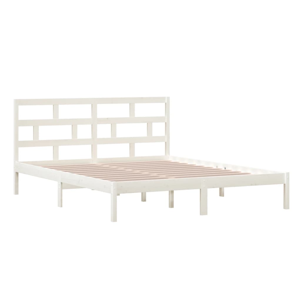 Cadre de lit sans matelas blanc bois massif 160x200 cm - XIOS