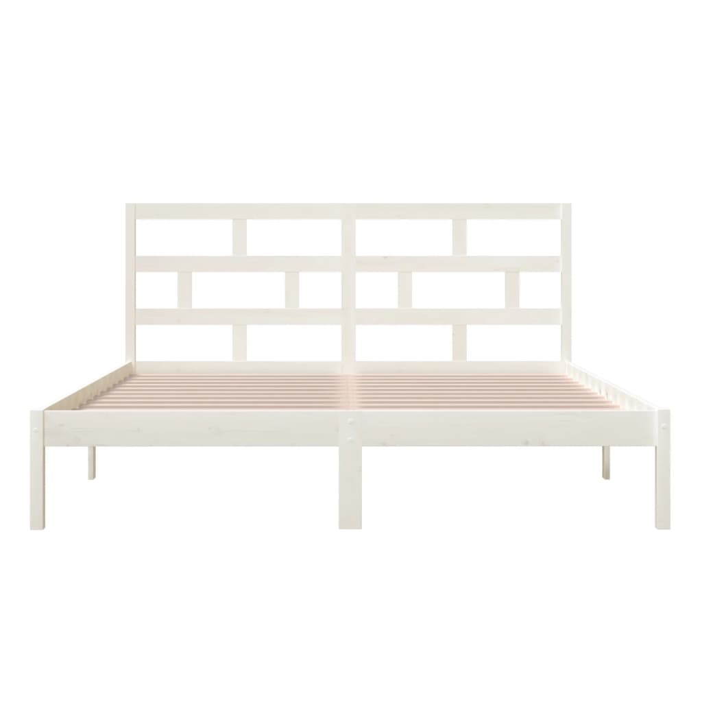 Cadre de lit sans matelas blanc bois massif 160x200 cm - XIOS