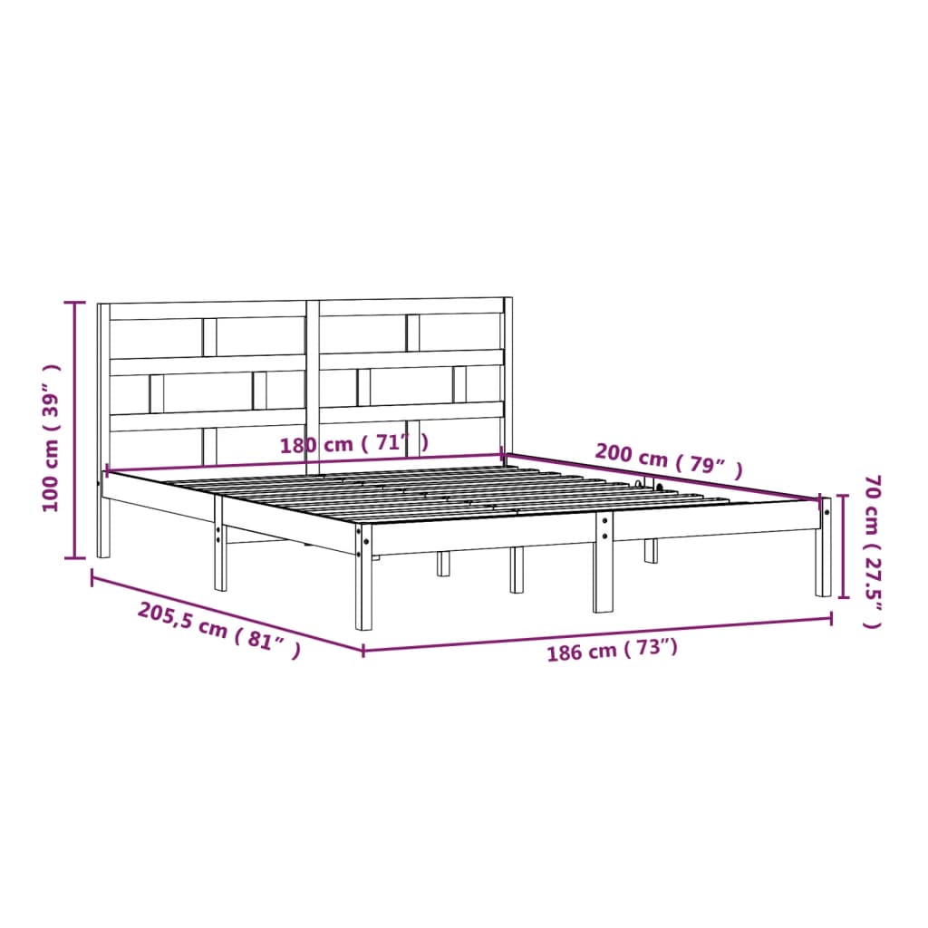 Cadre de lit sans matelas blanc bois massif - XIOS