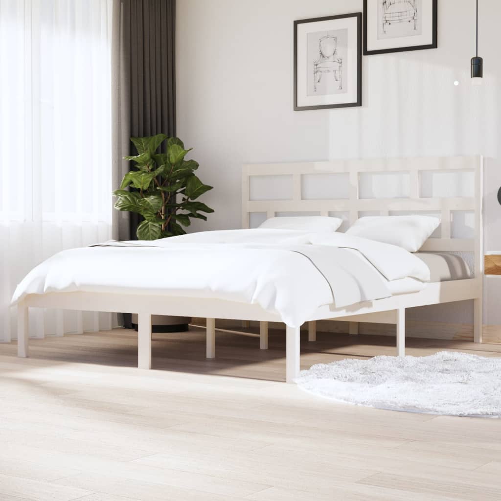 Cadre de lit sans matelas blanc bois massif - XIOS