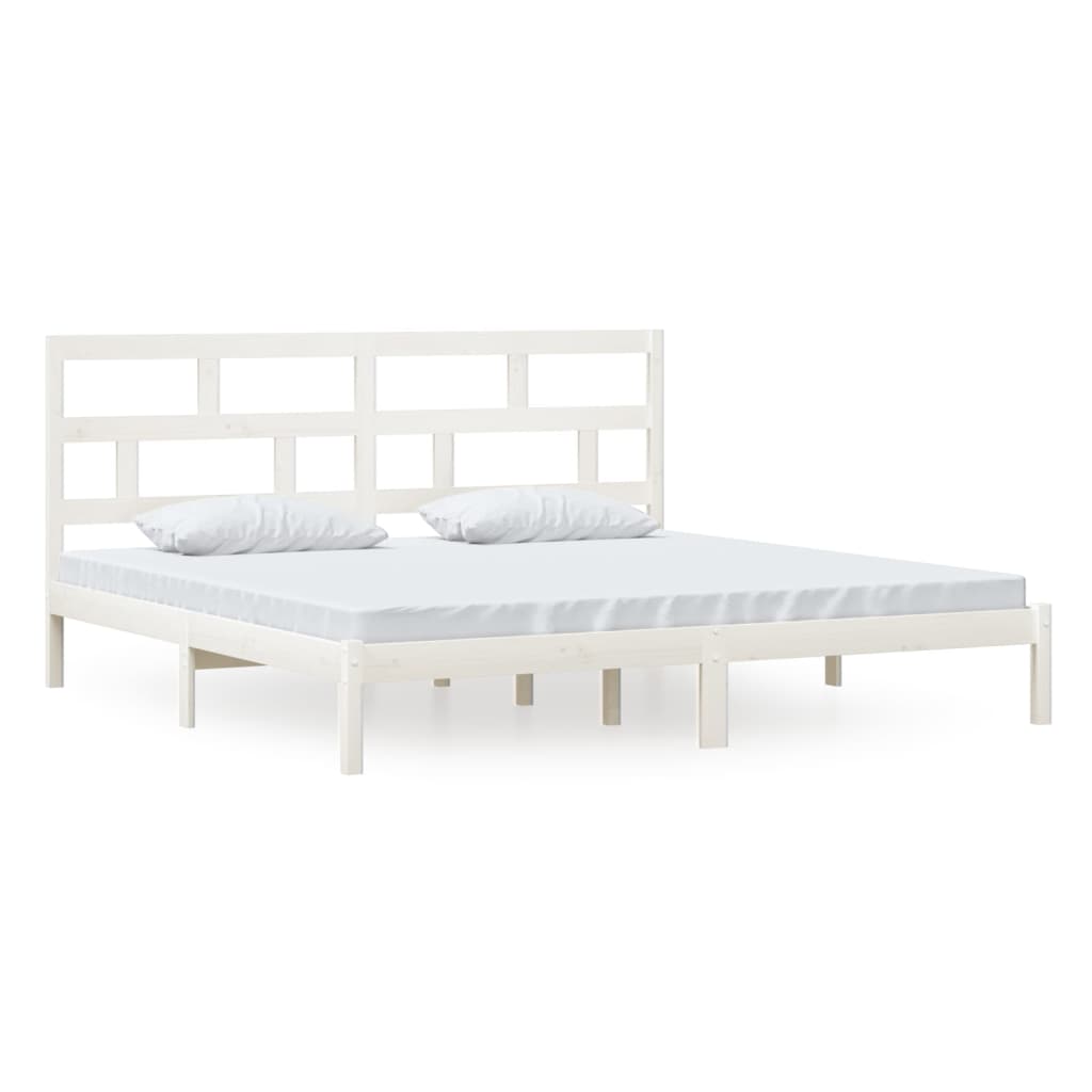 Cadre de lit sans matelas blanc bois de pin massif 200x200 cm - XIOS