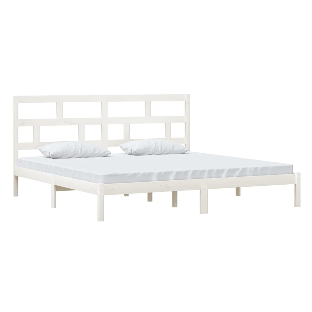 Cadre de lit sans matelas blanc bois de pin massif 200x200 cm - XIOS