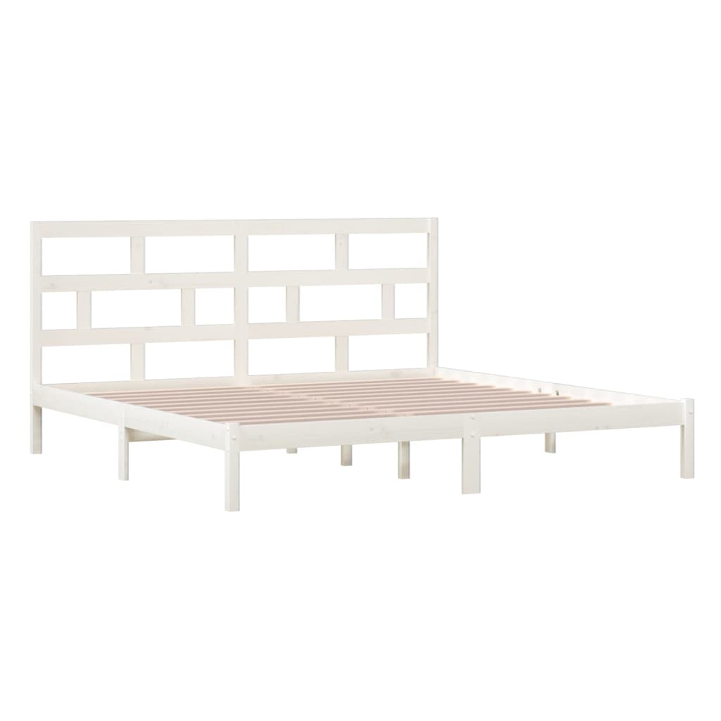 Cadre de lit sans matelas blanc bois de pin massif 200x200 cm - XIOS