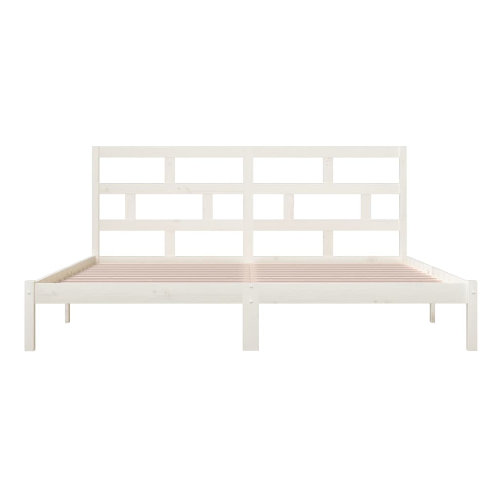 Cadre de lit sans matelas blanc bois de pin massif 200x200 cm - XIOS
