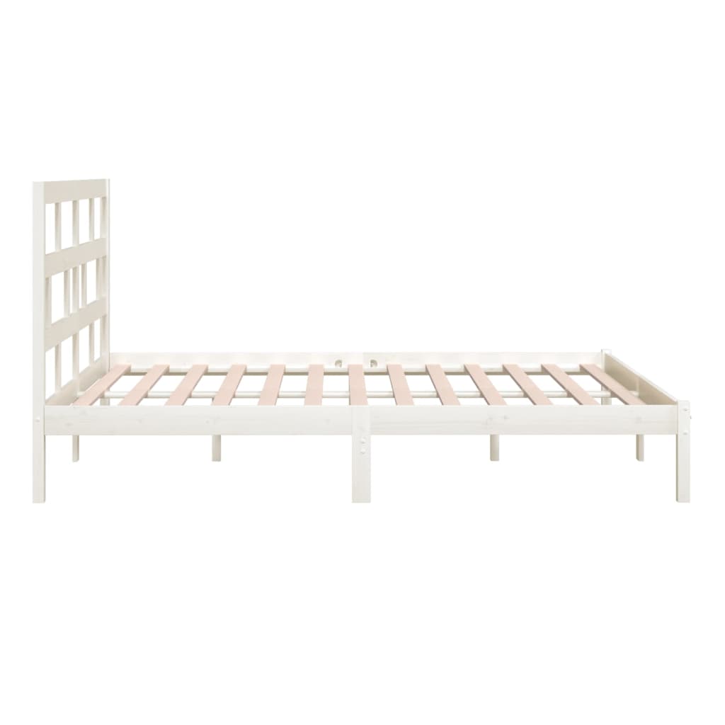 Cadre de lit sans matelas blanc bois de pin massif 200x200 cm - XIOS