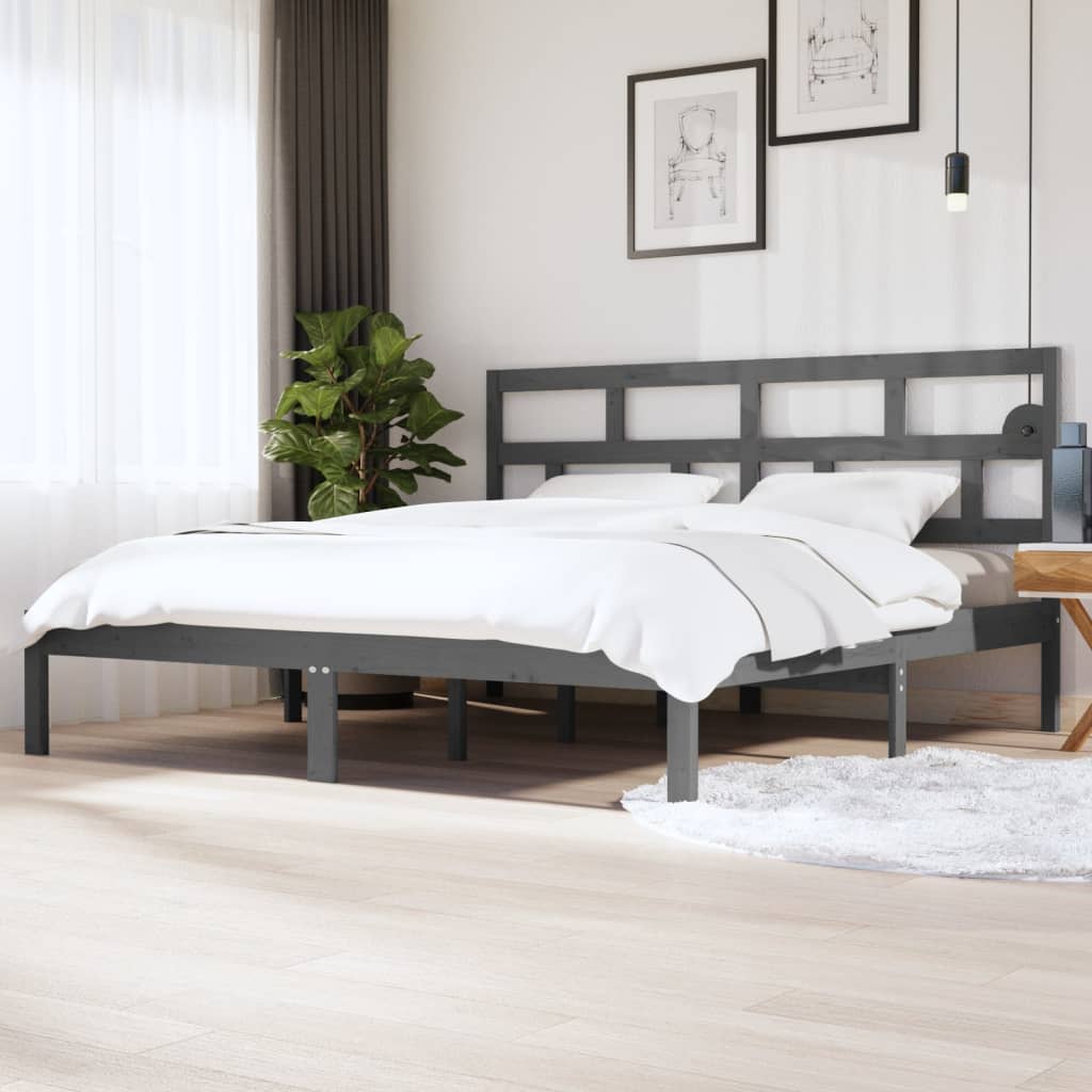 Cadre de lit sans matelas Gris Bois de pin massif 200x200 cm - XIOS