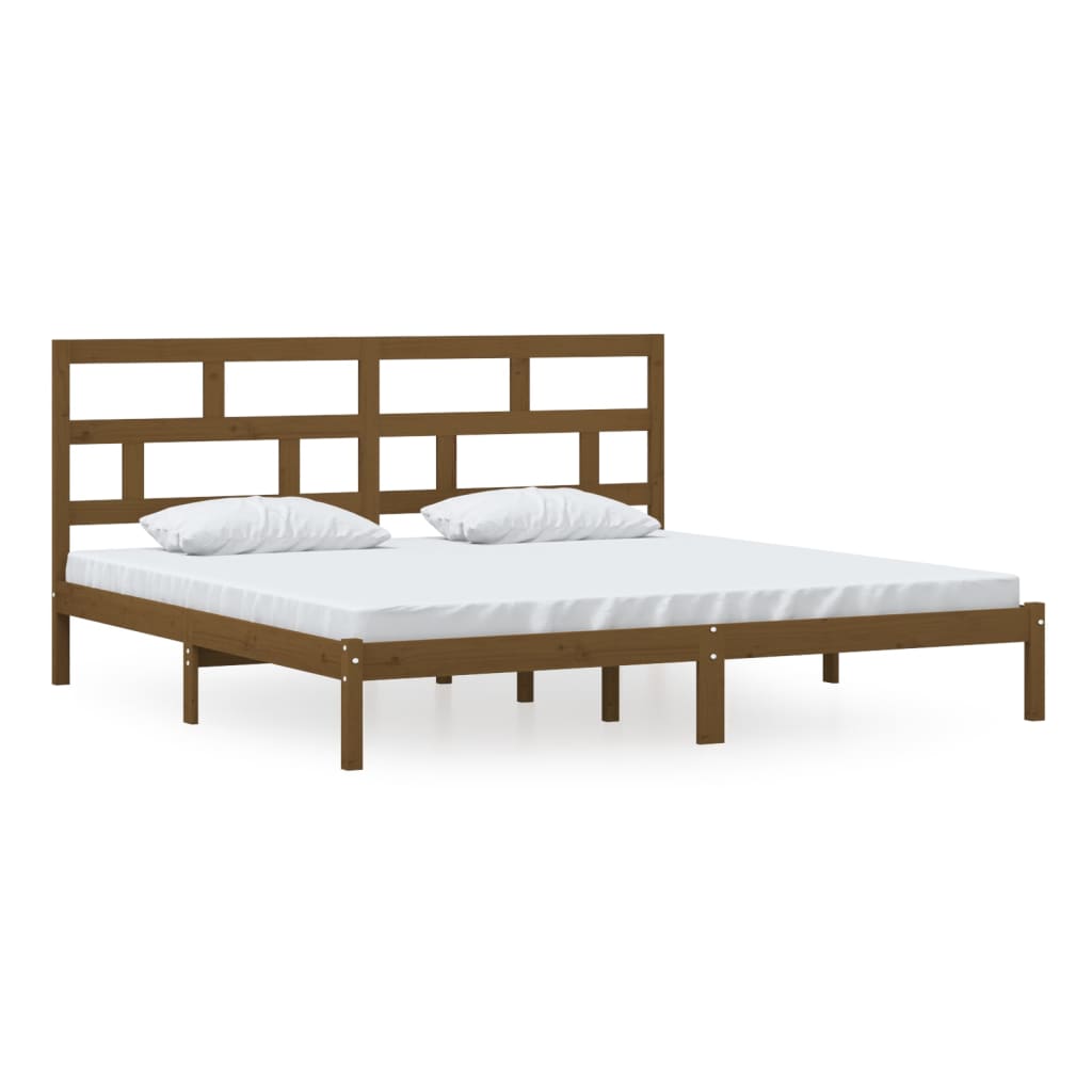 Cadre de lit sans matelas Marron miel Bois pin massif 200x200cm - XIOS