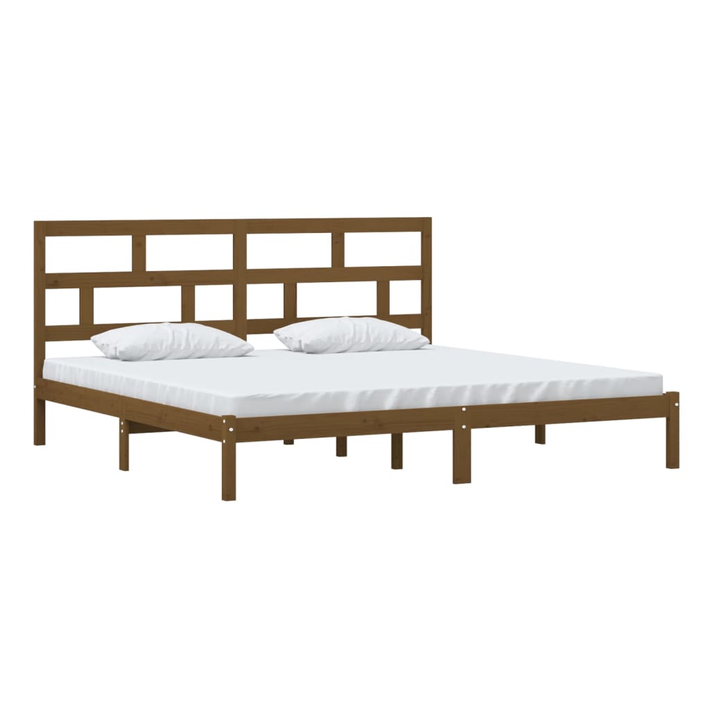 Cadre de lit sans matelas Marron miel Bois pin massif 200x200cm - XIOS