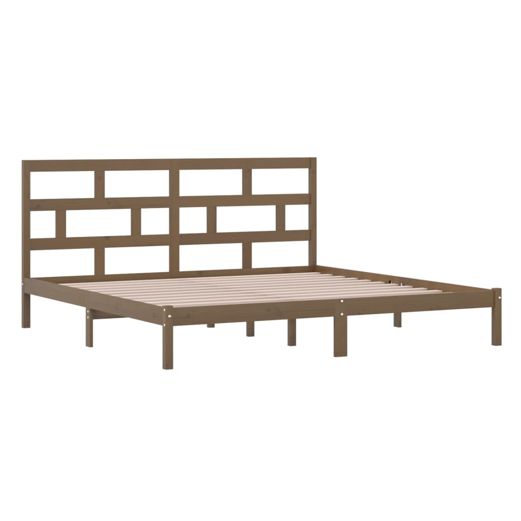 Cadre de lit sans matelas Marron miel Bois pin massif 200x200cm - XIOS