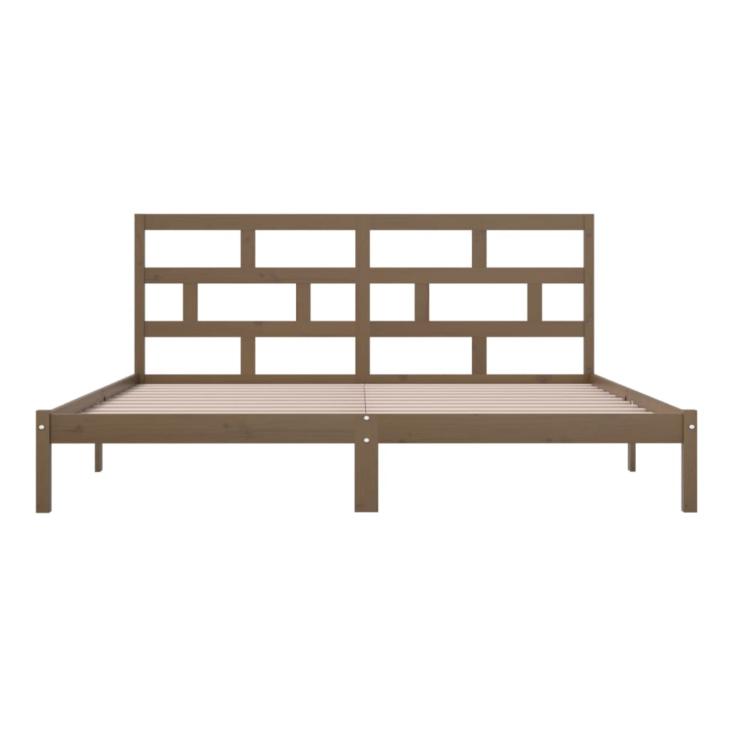 Cadre de lit sans matelas Marron miel Bois pin massif 200x200cm - XIOS