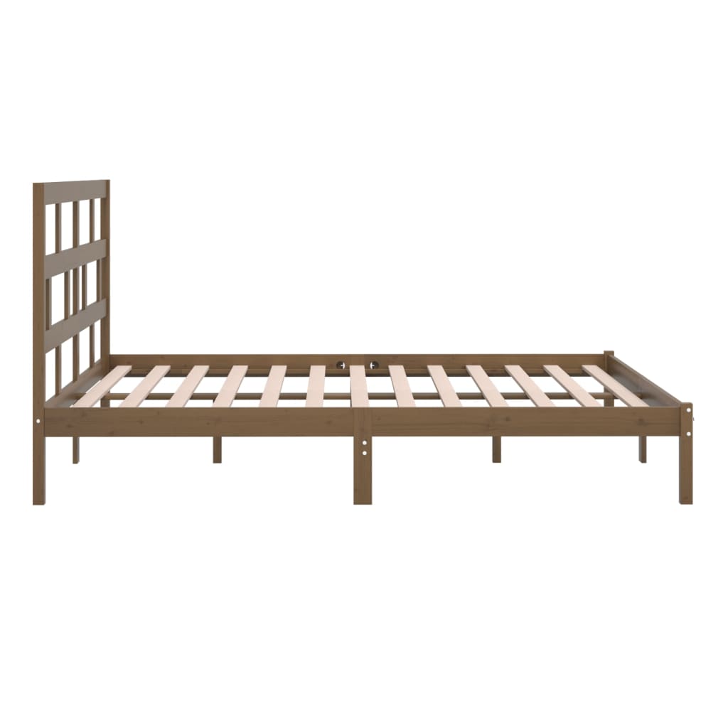 Cadre de lit sans matelas Marron miel Bois pin massif 200x200cm - XIOS