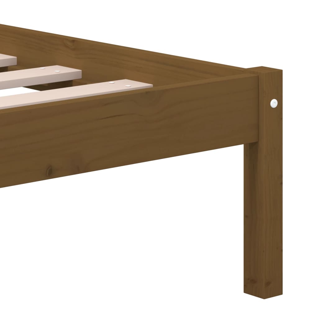 Cadre de lit sans matelas Marron miel Bois pin massif 200x200cm - XIOS