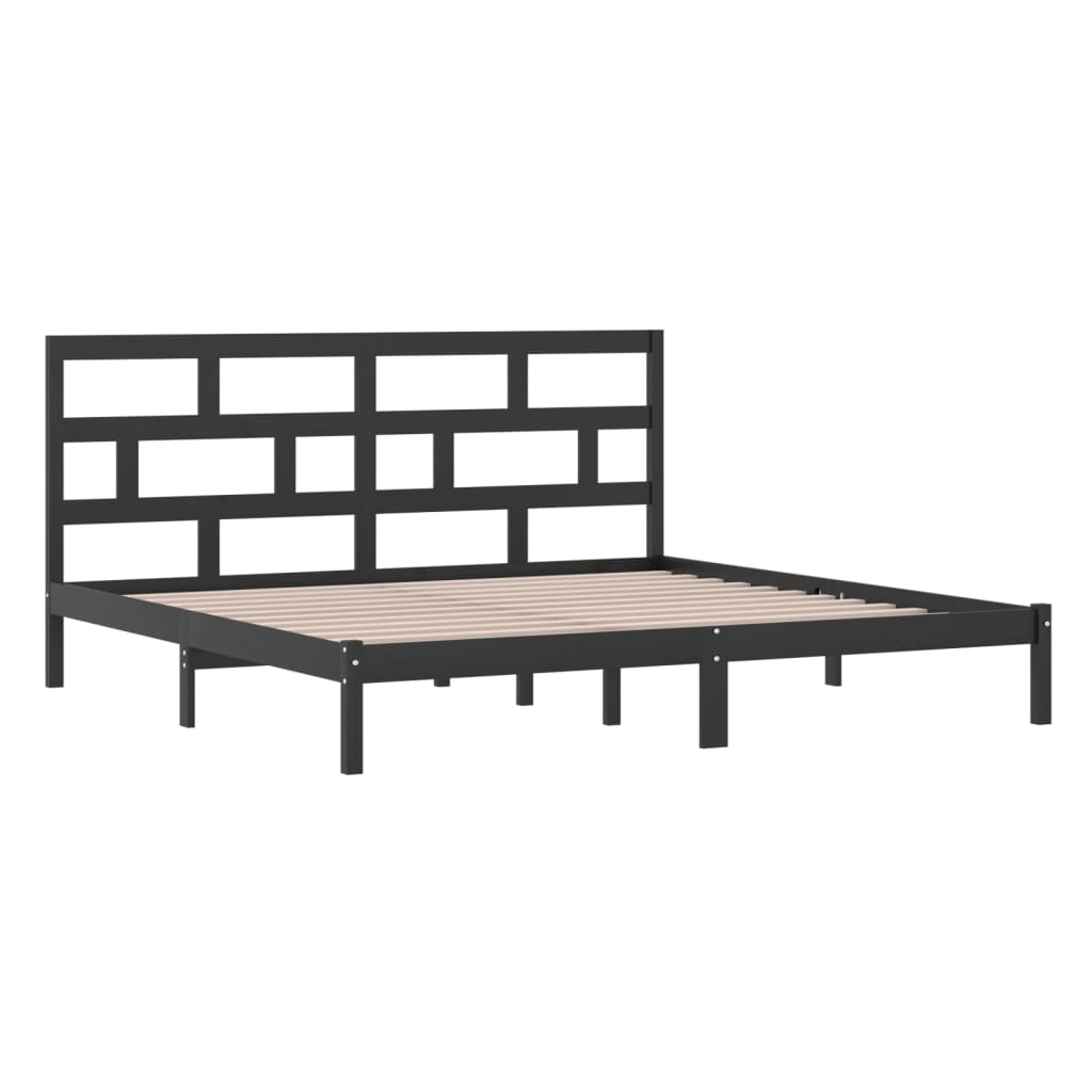 Cadre de lit sans matelas Noir Bois de pin massif 200x200 cm - XIOS
