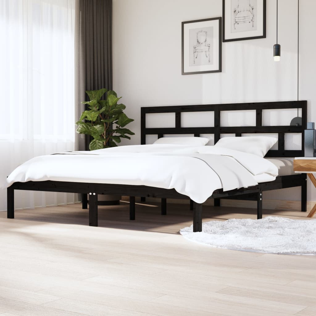 Cadre de lit sans matelas Noir Bois de pin massif 200x200 cm - XIOS