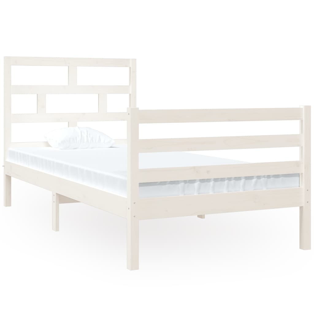 Cadre de lit sans matelas blanc 90x190 cm bois massif - XIOS