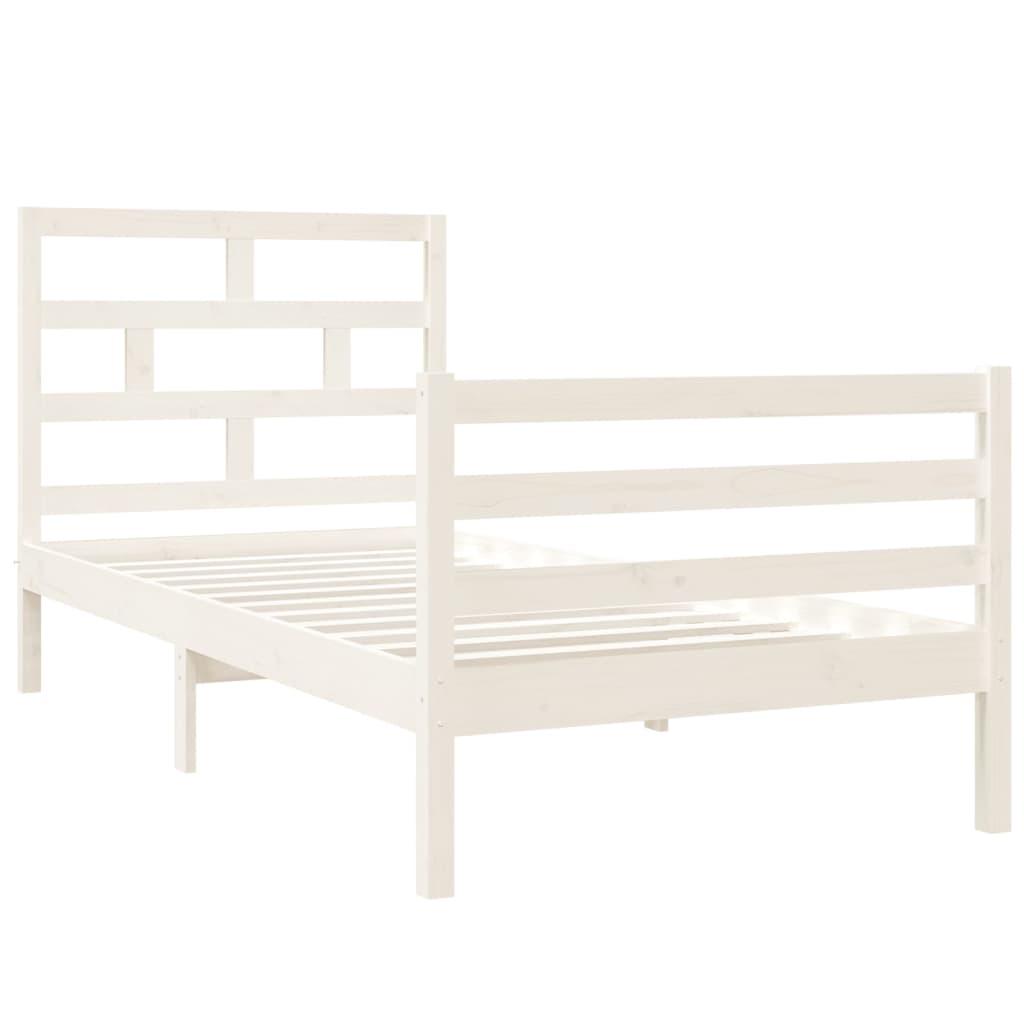 Cadre de lit sans matelas blanc 90x190 cm bois massif - XIOS