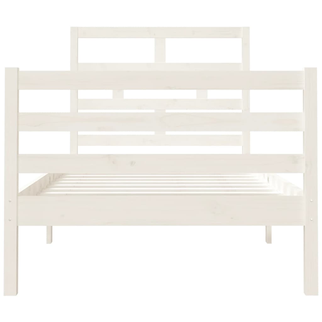 Cadre de lit sans matelas blanc 90x190 cm bois massif - XIOS