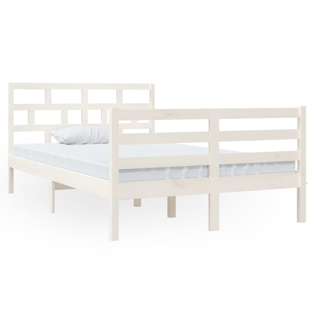 Cadre de lit sans matelas blanc bois massif - XIOS