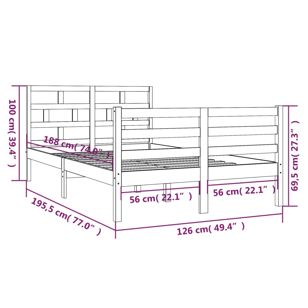 Cadre de lit sans matelas blanc bois massif - XIOS