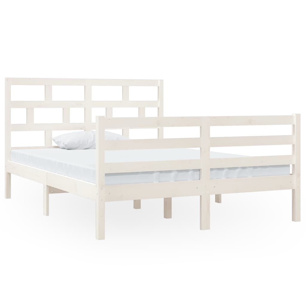 Cadre de lit sans matelas blanc bois massif - XIOS