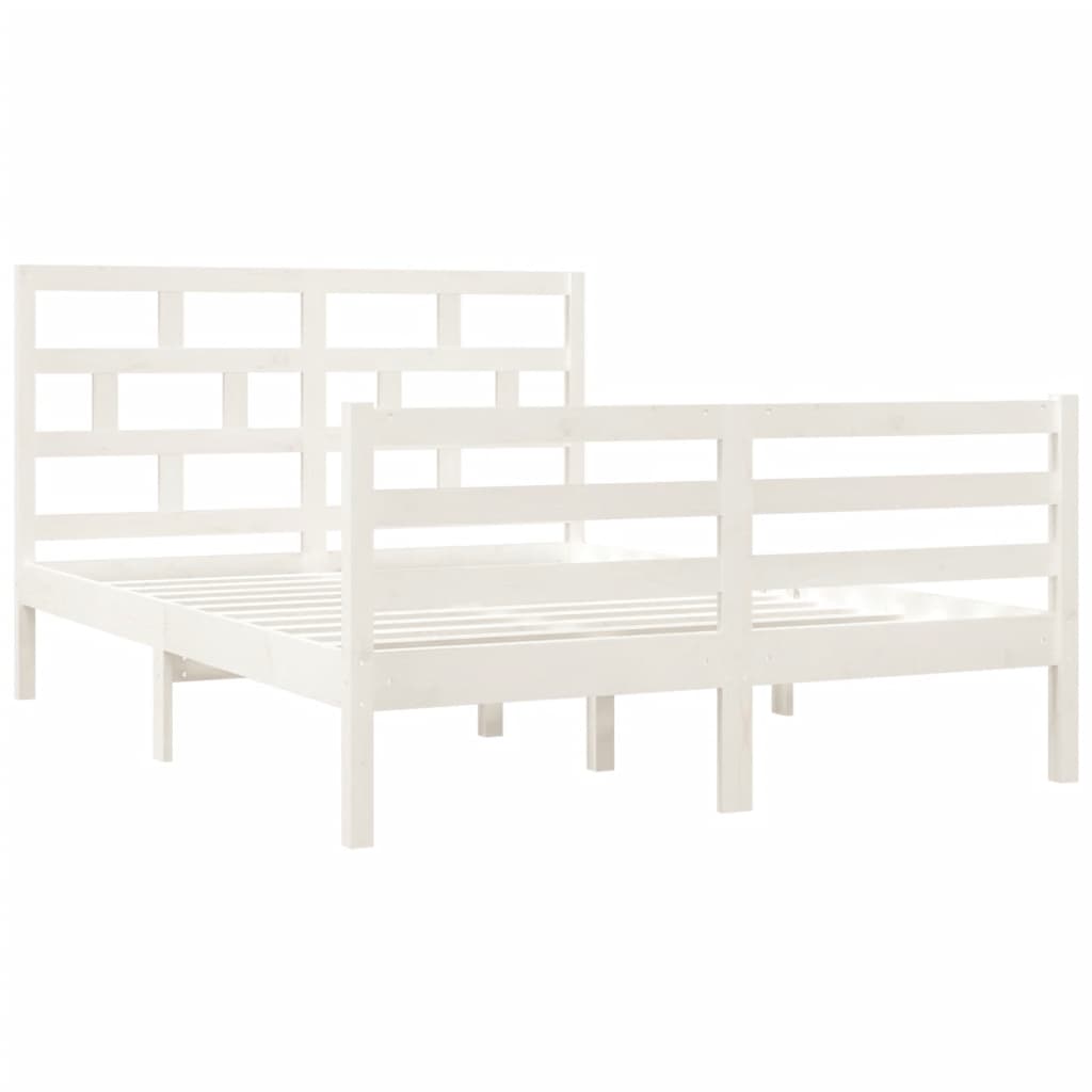 Cadre de lit sans matelas blanc bois massif - XIOS