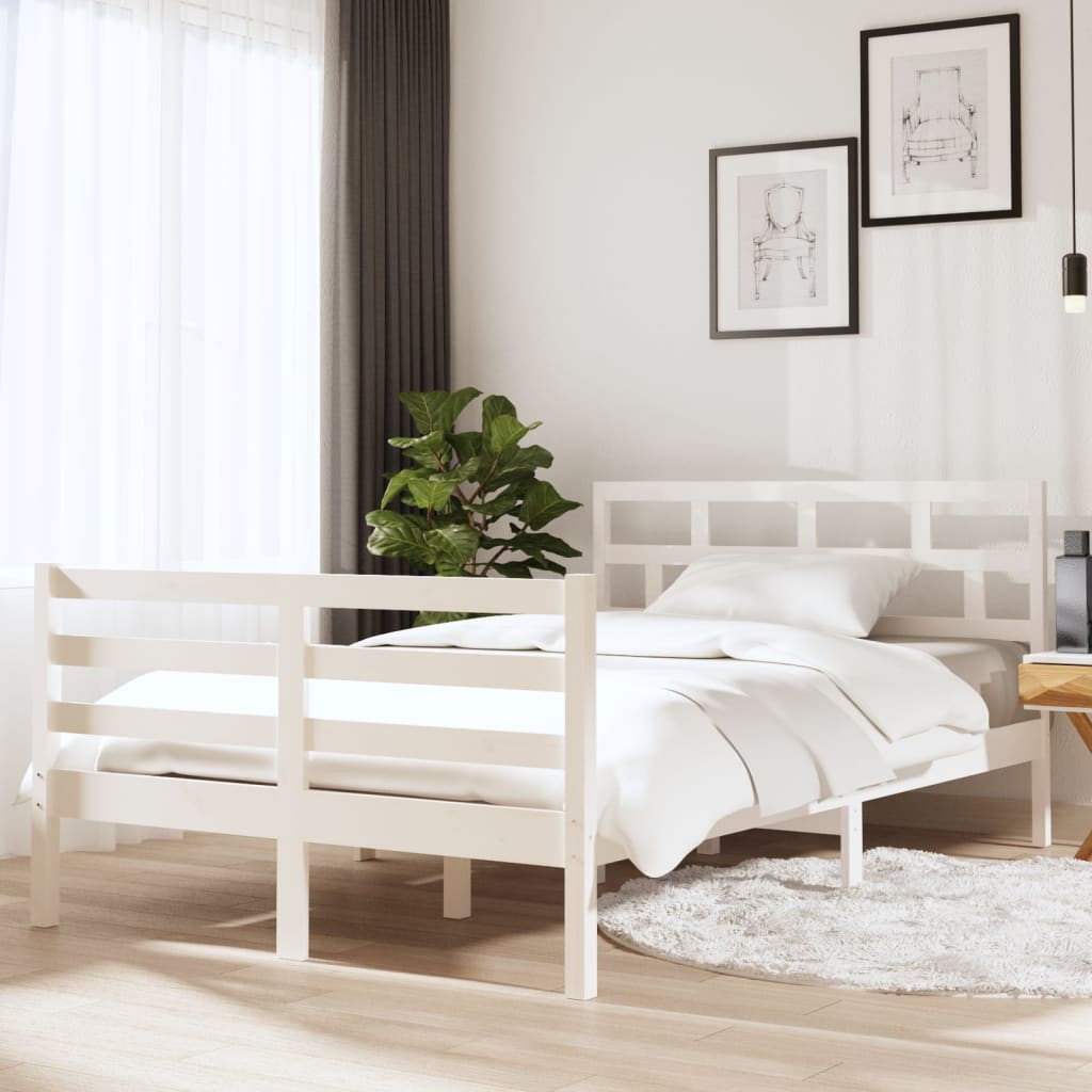 Cadre de lit sans matelas blanc bois massif - XIOS