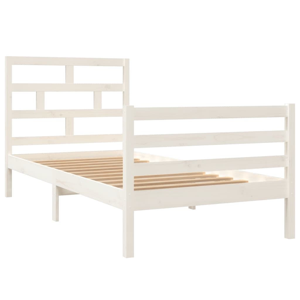 Cadre de lit sans matelas blanc bois massif 90x200 cm - XIOS