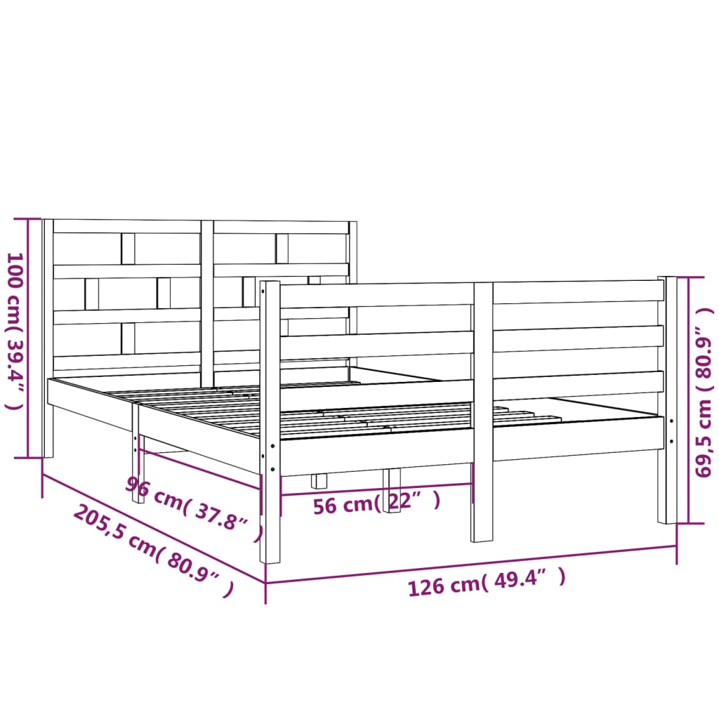 Cadre de lit sans matelas blanc bois massif 120x200 cm - XIOS