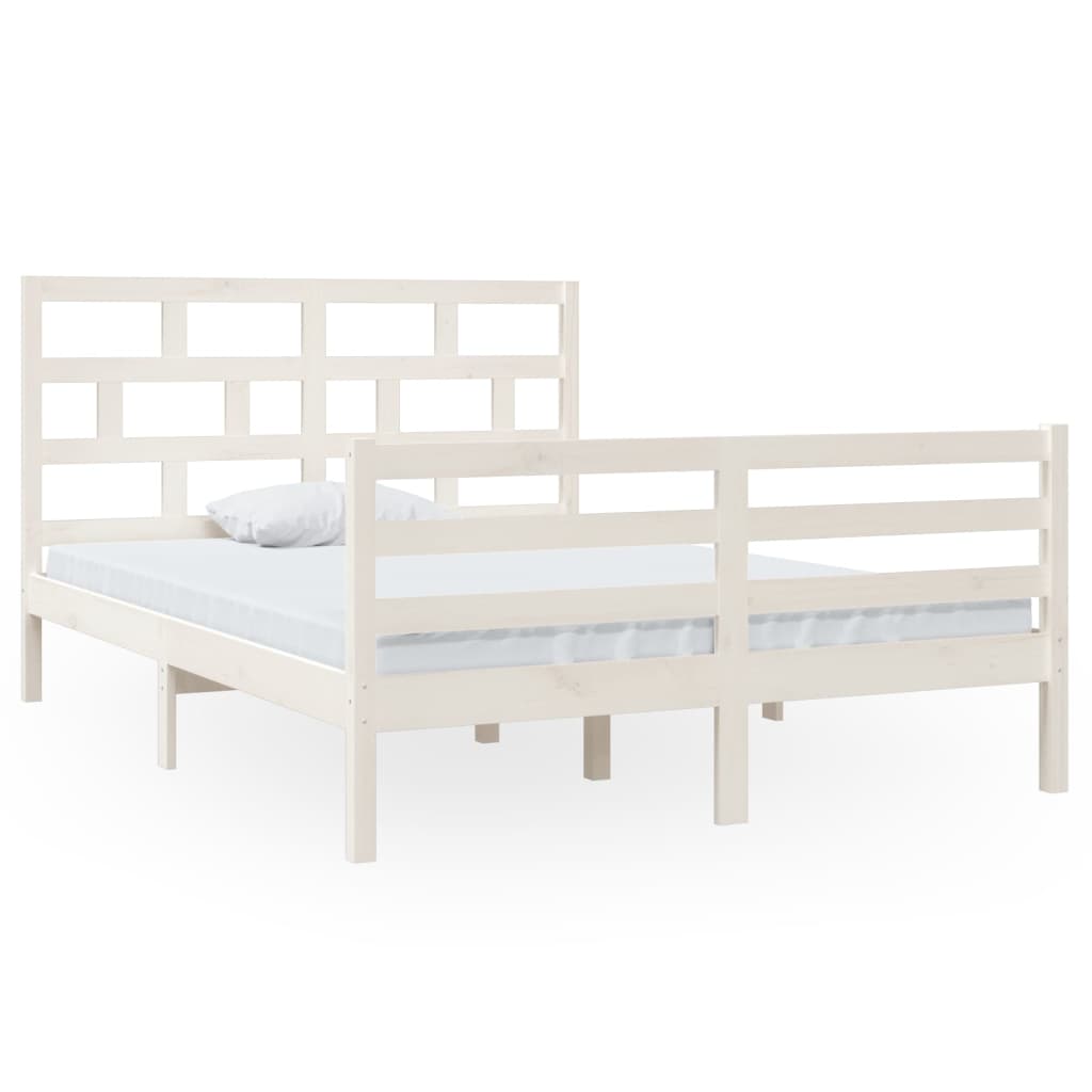 Cadre de lit sans matelas blanc bois massif 140x200 cm - XIOS
