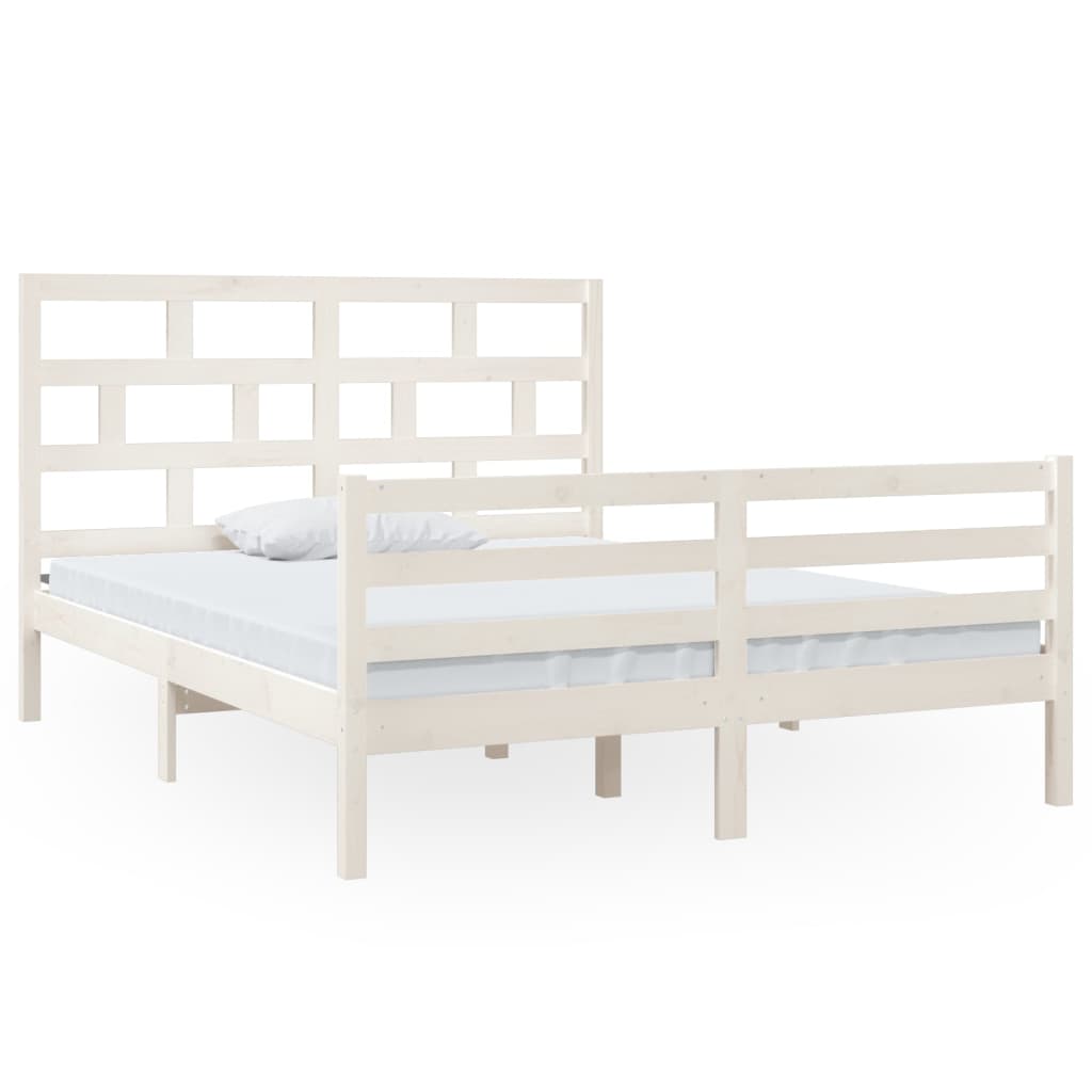 Cadre de lit sans matelas blanc bois de pin massif - XIOS