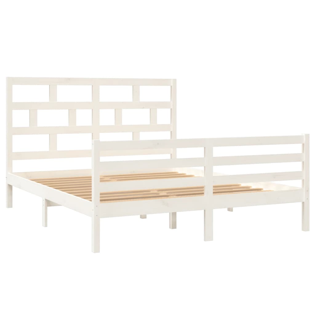 Cadre de lit sans matelas blanc bois de pin massif - XIOS