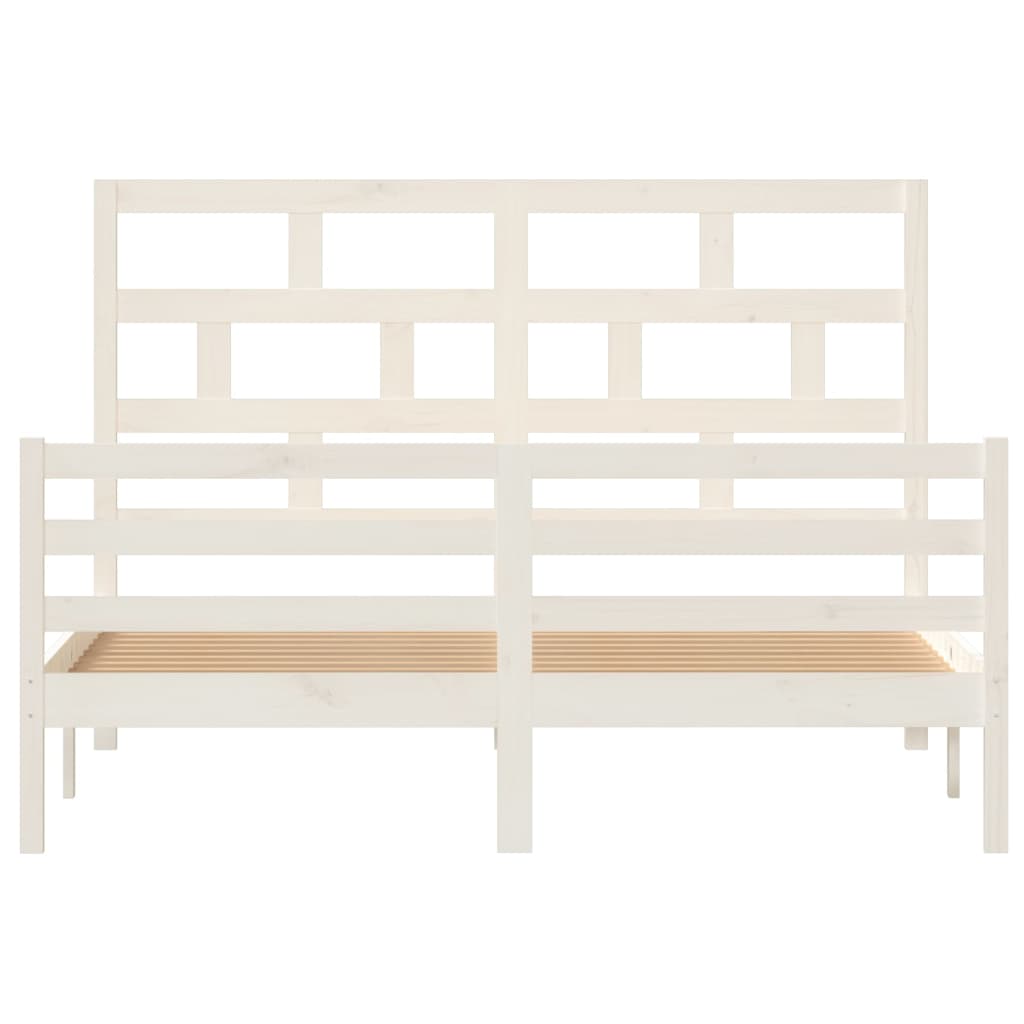 Cadre de lit sans matelas blanc bois de pin massif - XIOS