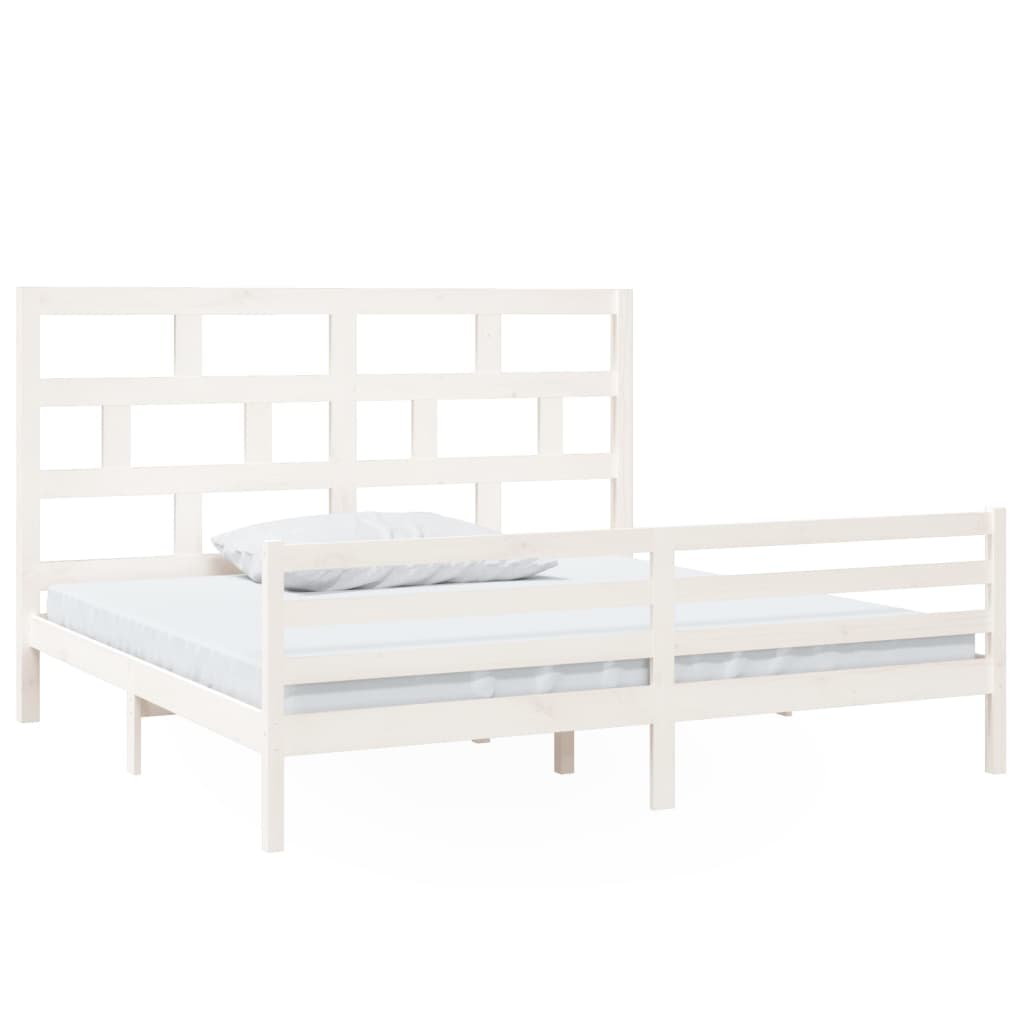 Cadre de lit sans matelas blanc bois massif 200x200 cm - XIOS